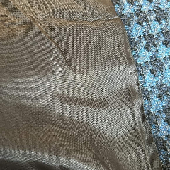 Coldwater Creek 100% Wool Shell Zip Front Blue Houndstooth Lined Blazer Size 14 - Picture 6 of 6
